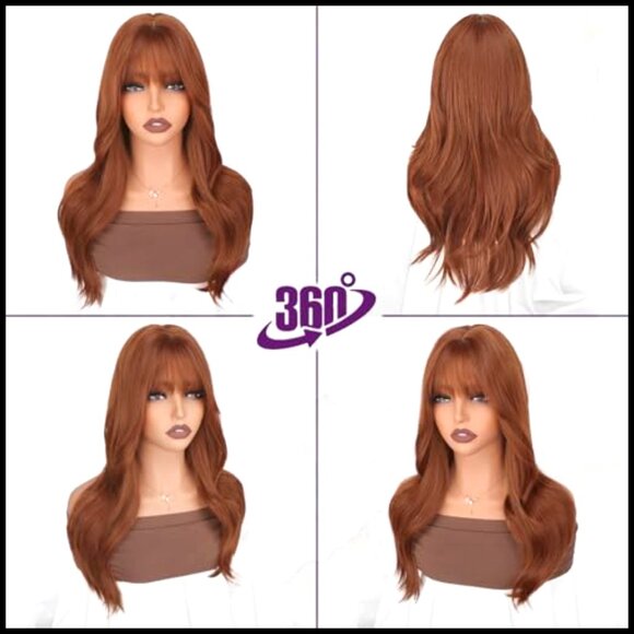 Layered Synthetic Wig with Bangs Thick Wavy Hair Daily Party Halloween